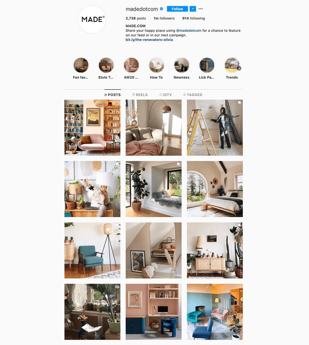 madedotcom instagram profiel