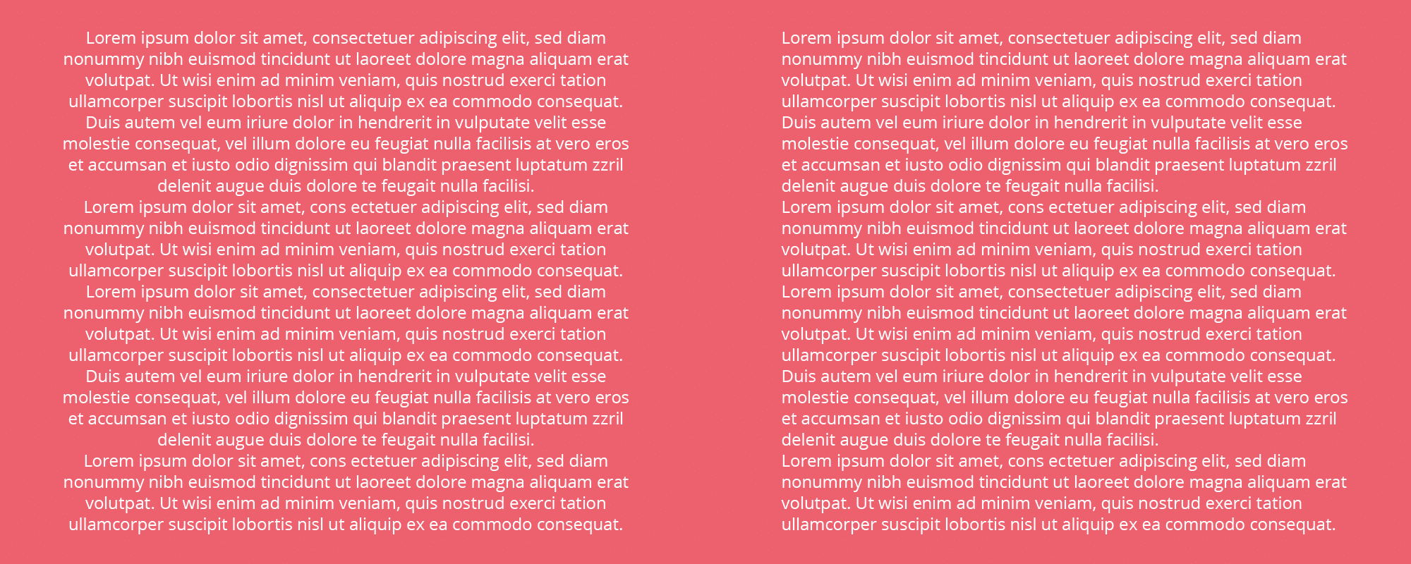veel voorkomende typografie fout - gecentreerde tekst