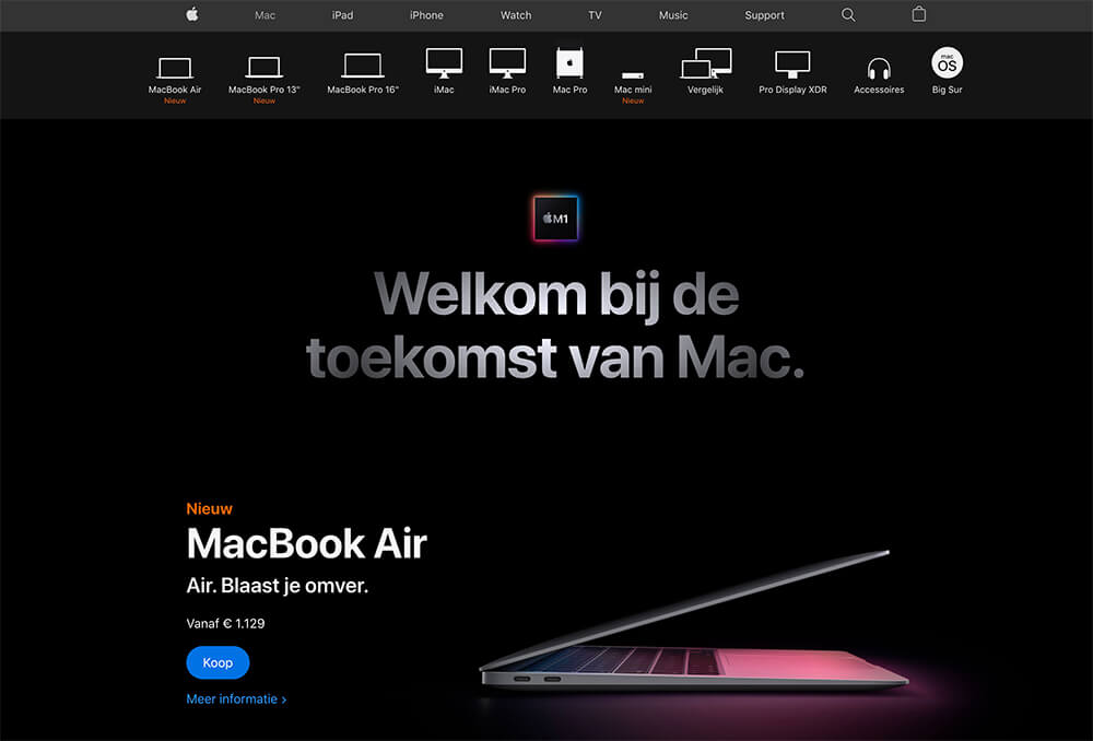 Apple webdesign trend in 2021 Dark Mode